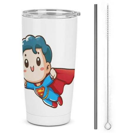 

6276188919166 Car Cup Insulated Tumbler Travel Cup Keeps Drinks Cold & Hot 20oz - with Straw Lid Stainless Steel