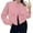 Pink, variant on ZZwxWA Women's Fall Varsity Bomber Jackets Long Sleeve Cropped Button Down Casual Coat with Pockets Fashion Outerwear