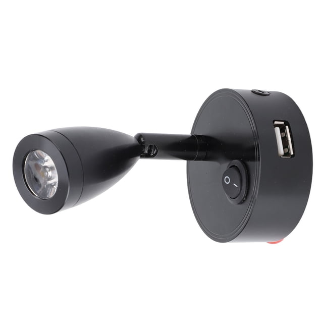 RV Reading Lamp, Adjustable Angle 350 Rotatable RV LED Spotlight 4000K with USB Port for Boat Yacht Silver,Black