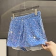 thumbnail image 5 of Women's Sequin Bermuda Shorts 2026 Summer Embroidered Print Slim Fit Hot Pants with Pockets Trendy Casual Stretch Workout Beach Shorts, 5 of 5