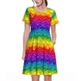 thumbnail image 1 of Disketp Bright Rainbow para Vestido de Manga Corta para Mujeres, Vestidos de Verano para Mujeres, Casual y Holgado para la Playa, 1 of 6