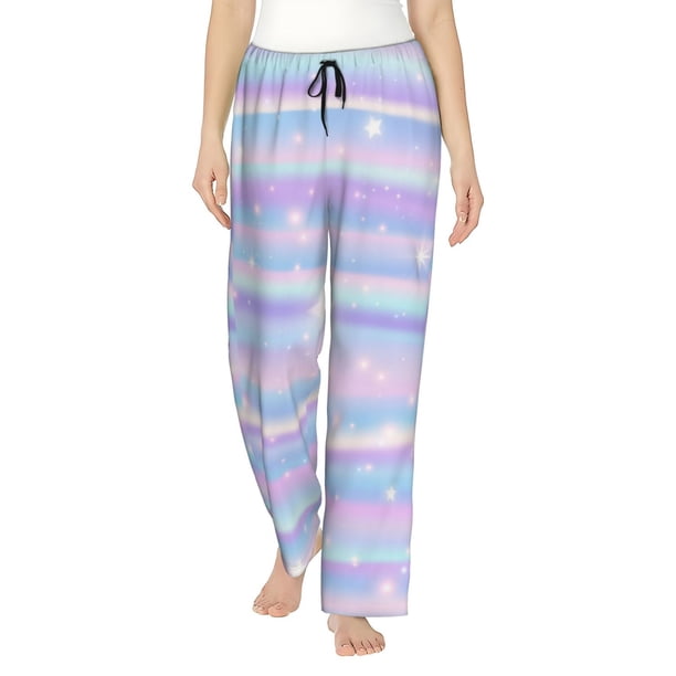 Balery Striped Gradient Pantalones de pijama para mujer, pijamas ultraligeros, pantalones de estar por casa-X-Large
