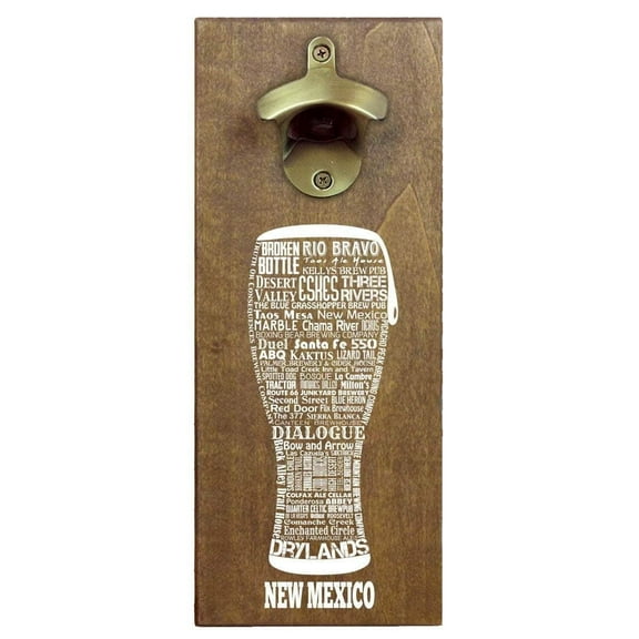 Torched New Mexico Craft Beer Typography Opener Magnetic Cap Catching 12"x5"x2.5"