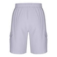 thumbnail image 5 of HOOMEUMY Men's Summer Shorts with Pockets Solid Color Loose Fit Beach Shorts Knee Length Drawstring Elastic Waist Linen Shorts Gray XXXL, 5 of 5