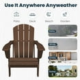 thumbnail image 5 of JUSTLET Folding Adirondack Chair set of 4, All-Weather Fire Pit Chairs, HDPE Adirondack Chairs with 2 Cup Holder, Outdoor Lawn Chair for Patio Garden, Brown, 5 of 9