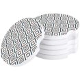 thumbnail image 1 of RYLABLUE Modern Style Simple Geometric Pattern Rhombus Set of 4 Car Coaster for Drinks, Absorbent Ceramic Stone Coasters Cup Mat with Cork Base for Home Kitchen Room Coffee Table Bar Decor, 1 of 5