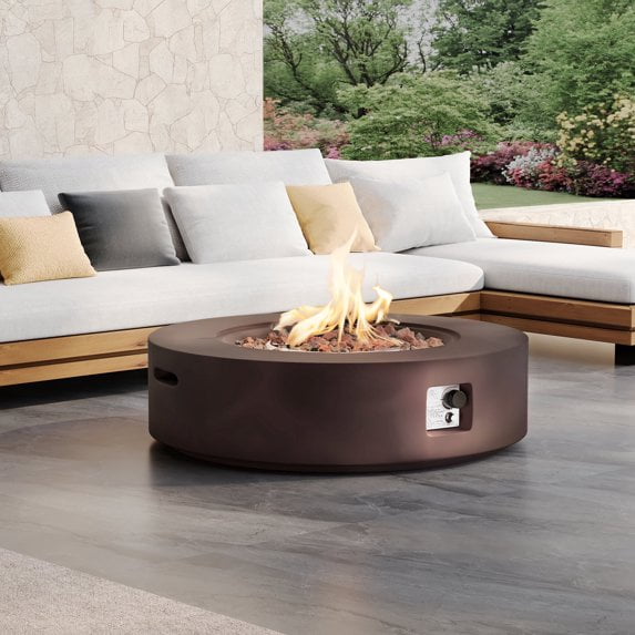 MOALCOFER 41" Round Propane Fire Pit,50,000 BTU Patio Heater with Rain Cover for Backyard, Deck