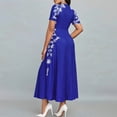 thumbnail image 2 of ZEHJUHAN Women's Floral Print Short Sleeve Maxi Dress, High Waist A-Line Summer Casual to Formal Dress Navy Blue，S, 2 of 4