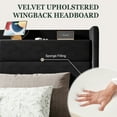 thumbnail image 5 of Amolife Queen Size Upholstered Platform Bed Frame with Velvet Wingback Headboard & USB Charging Ports, No Box Spring Needed, Black, 5 of 10
