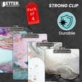 thumbnail image 2 of Fashion Clipboard (4 Pack), Standard A4 Letter Size, 12.5" x 9", Wooden Clipboard, Low Profile Clip with Retractable Hanging Tab, Decorative Clipboard, by Better Office Products (Marble Designs), 2 of 5