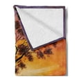 thumbnail image 2 of Country Soft Flannel Fleece Blanket, Picture of Old Tree Bending over River with Mountain Landscape at Sunset, Cozy Plush for Indoor and Outdoor Use, 60" x 80", Burnt Orange Purple, by Ambesonne, 2 of 5