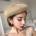 thumbnail image 3 of CoCopeanut Topi Musim Panas Baret Wanita Baret Antik Jaring Benang Baret Mode Wanita Topi Baret Bersirkulasi Topi Warna Solid Topi Anak Perempuan Musim Gugur, 3 of 6