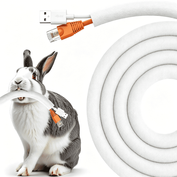 XIBUFE Dog and Cat Cord Protector 10Ft - 3/8Inch, Flexible Cable Sleeve for Easy Cord Management, Protects Cables from Pets Chewing, Ideal for Usb, Power, Audio and Video Cords - White