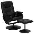 thumbnail image 1 of Massaging Black Leather Recliner with Deep Side Pockets and Ottoman, 1 of 9