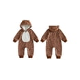thumbnail image 2 of RUINIXCW Newborn Baby Christmas Deer Costume Infant Baby Boy Girl Christmas Outfit Fall Winter Clothes Fleece Snowsuit Jumpsuit Hooded Zipper Romper, 2 of 10
