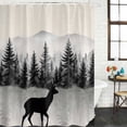thumbnail image 2 of Deer Forest Shower Curtain, Waterproof Shower Curtains for Bathroom, Farmhouse Vintage Nature Trees Mountain Washable Fabric Bathtub Curtain Set Bath Decor with 12 Hooks 48"x72", 2 of 8