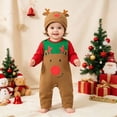 thumbnail image 2 of NOLDARES Newborn Infant Girl Romper Christmas Long Sleeve Baby Jumpsuit Onesie Clothes Hat Fall Winter Outfits,A1133-Brown, 2 of 7