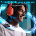 thumbnail image 5 of Wireless Gaming Headset for PS5, Switch, FONHAID Bluetooth Headphones with Microphone, 2.4GHz Wireless PS5 Headset with Microhphone, 40+H, Red&Blue, 5 of 8