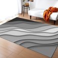 thumbnail image 1 of Black Gradient Area Rugs Indoor Non-Slip Rectangle Rug 4x7 ft, Abstract Geometric Black Gray Beach Sea Waves Rug Rubber Backing Floor Mats Contemporary Home Decor Carpet for Entryway Living Room, 1 of 7