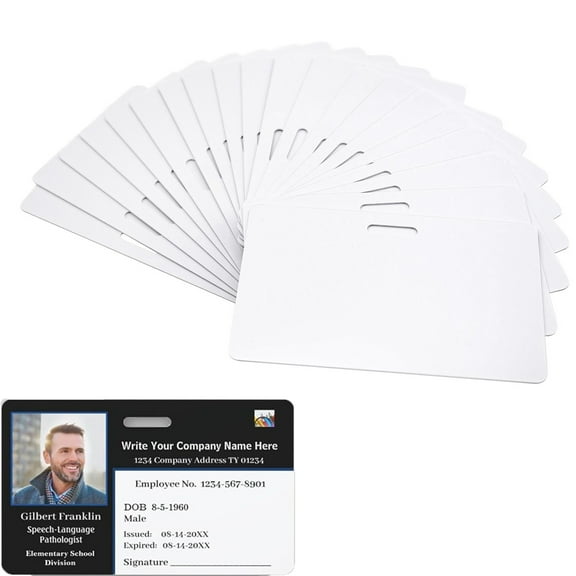 250 Pack-Premium Blank PVC Cards with Slot Punch on Long Side, Lumanious CR80 30Mil (CR8030) Horizontal Slot Punch Blank Credit Cards for Business Office Photo ID Badge Printers