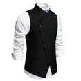 thumbnail image 2 of TNOBHG Men Solid Color Waistcoat Men's Spring Suit Vest Sloping Lapel Collar Slim Fit Sleeveless Waistcoat Coat Wedding Business Sports Solid Color Coat, 2 of 8