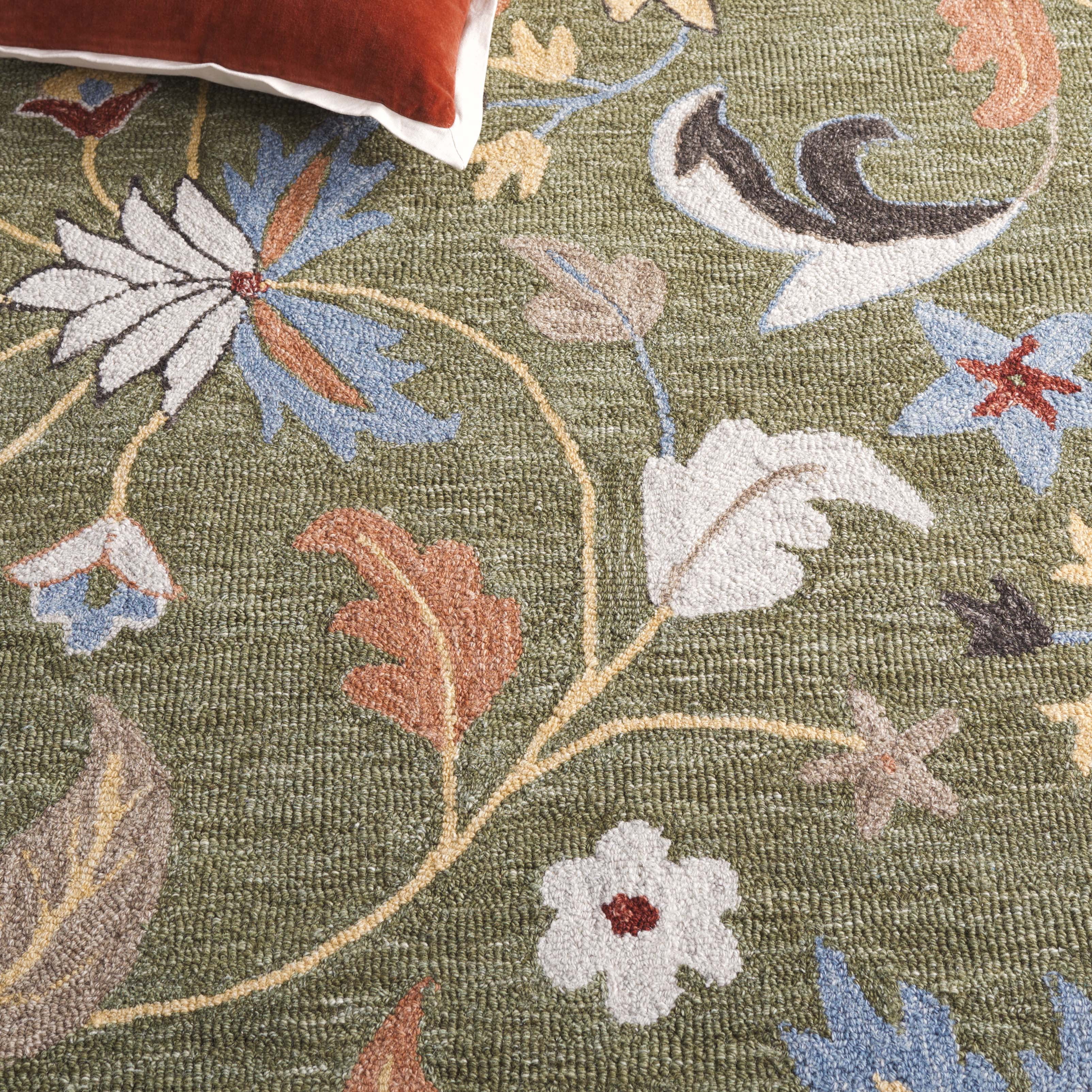 SAFAVIEH Jardin Jimmy Floral Area Rug, Green/Blue, 6' x 6' Square