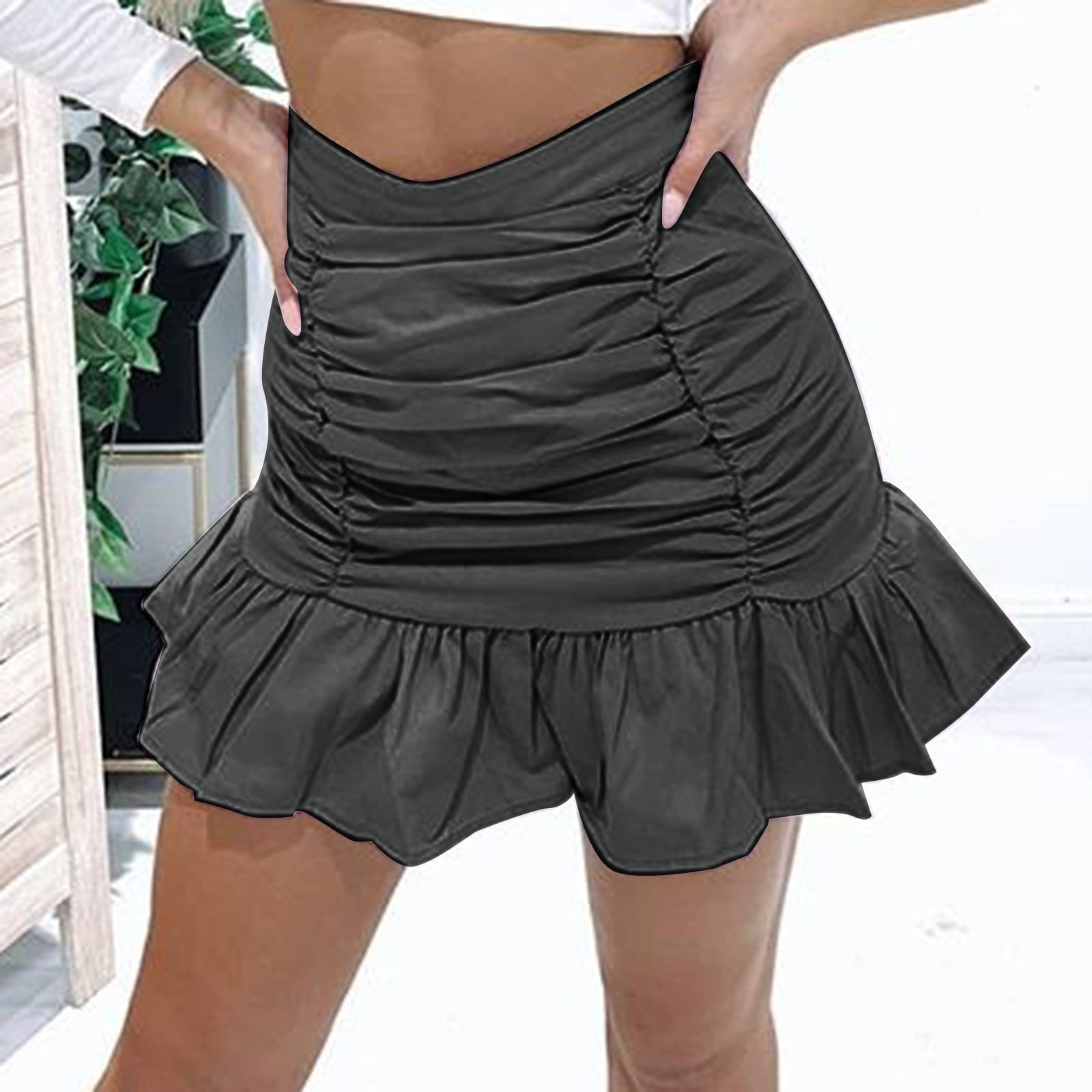 Amazon.com: High Waist A-Line Skirt Women Summer Irregular Split Basic  Color Elastic Elastic Waist Short Skirt (Color : Orange, Size : XX-Large) :  Clothing, Shoes & Jewelry