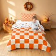 thumbnail image 3 of Homewish Pumpkin Plaid Twin Comforter Sets, Happy Halloween Bedding Set, Orange Cream White, Pumpkin Bat Reversible, 2pcs 1 Comforter and 1 Pillowcase, 3 of 5