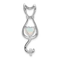 thumbnail image 4 of Auriga 14k White Gold Created Opal and Diamond Cat Pendant for Women (L-32.6mm, W-10.3mm), 4 of 6