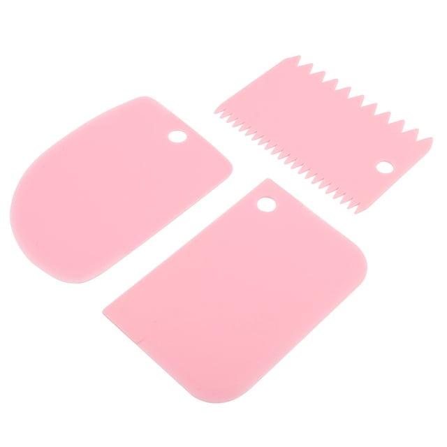Raspadores para hornear, espátulas para crema, herramientas de pastelería, raspador de repostería suave para cocina (rosa), 3 uds.