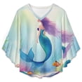 thumbnail image 4 of Mermaid Under The Sea Women's V-Neck Blouse With 3/4 Ruffled Bell Sleeves Casual Top Ladies Blouses, 4 of 7