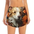 thumbnail image 4 of Lsque Vintage Colorful Flower Puppy Printed Women's Running Shorts with Liner Pockets,Elastic Quick Dry Workout Athletic Gym Yoga Shorts,Womens High Waist Shorts-Medium, 4 of 9