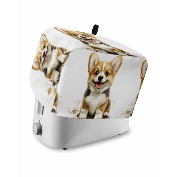 Fsddascl Cute Dogs Small Toaster Cover 2 Slice, Kitchen Appliance Covers, Modern Minimalism Funny Brown Puppy Animals Toaster Oven Cover with Loop, Bread Machine Cover Polyester Dust Cover