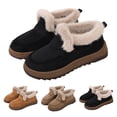 thumbnail image 2 of LIJCC Women's Winter Shoes Flat Insulated Fluffy Trendy Buckle Slip on Ankle Low Heel Cute Suede Work Office Snow Boots Warm Faux Fur Lined Ankle Booties Plush Slip On Outdoor Shoes, 2 of 7