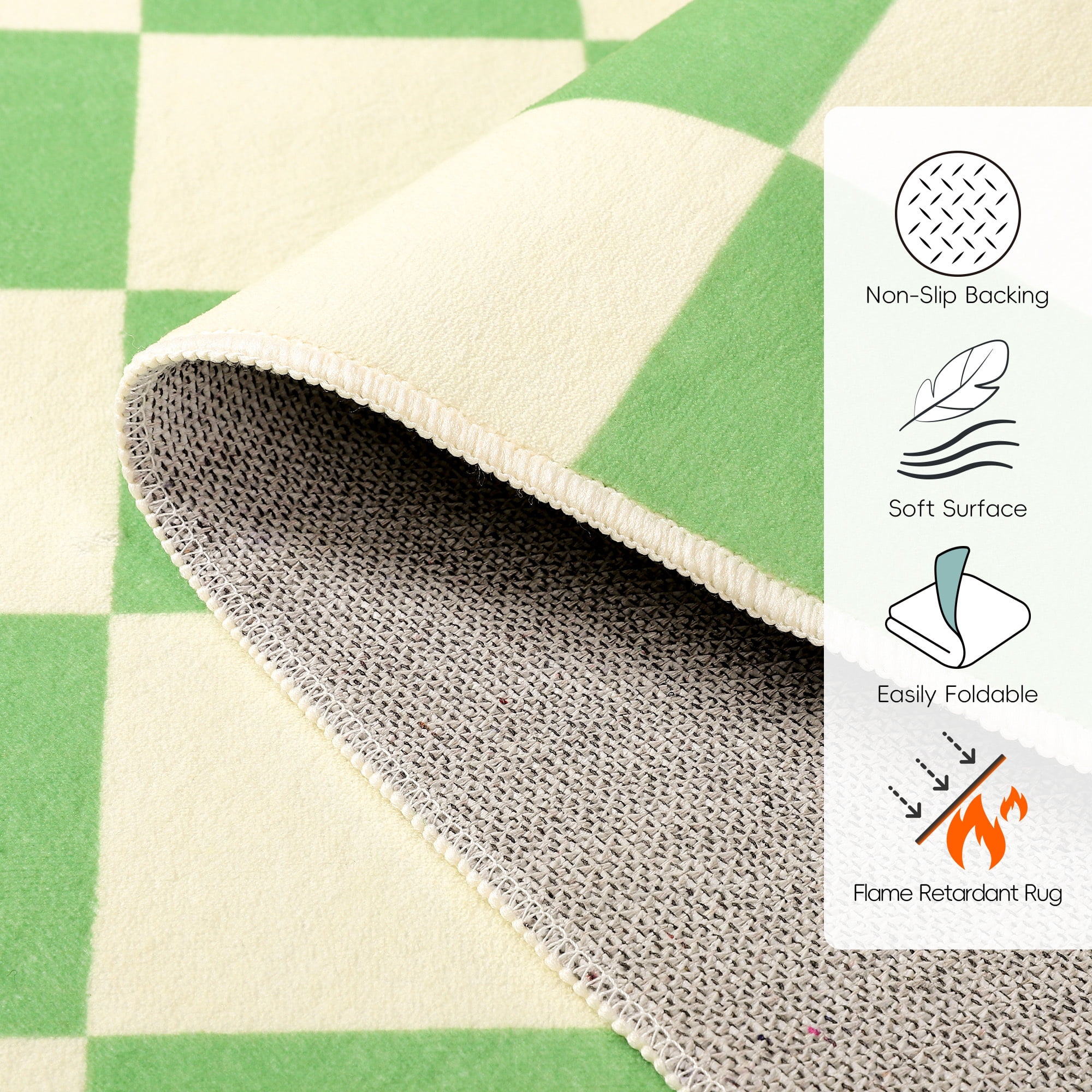 Lochas Checkered Area Rugs Checkerboard Rug Plaid Carpet for Living Room Bedroom Home Decor,5'x8',Green