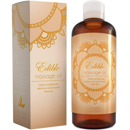 Pure Vanilla Sensual Massage Oil For Body - Edible Massage Oil And Lubricant For Women & Men - Massage Therapy Oil With Jojoba Sweet Almond And Coconut Oil For Skin - Aromatherapy Blend For Dry