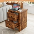 thumbnail image 5 of Papajet Nightstand Set of 2 with Charging Station, Farmhouse Wood Bedside Table, Rustic Brown, 5 of 9