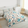 thumbnail image 3 of jejeloiu Vintage Cartoon Floral Queen Comforter Set,Retro Dahlia Flowers Bedding Sets,Beige Cyan Bedding Comforter Set For Men Women,Breathable Home Decor Reversible,3-Piece, 3 of 8