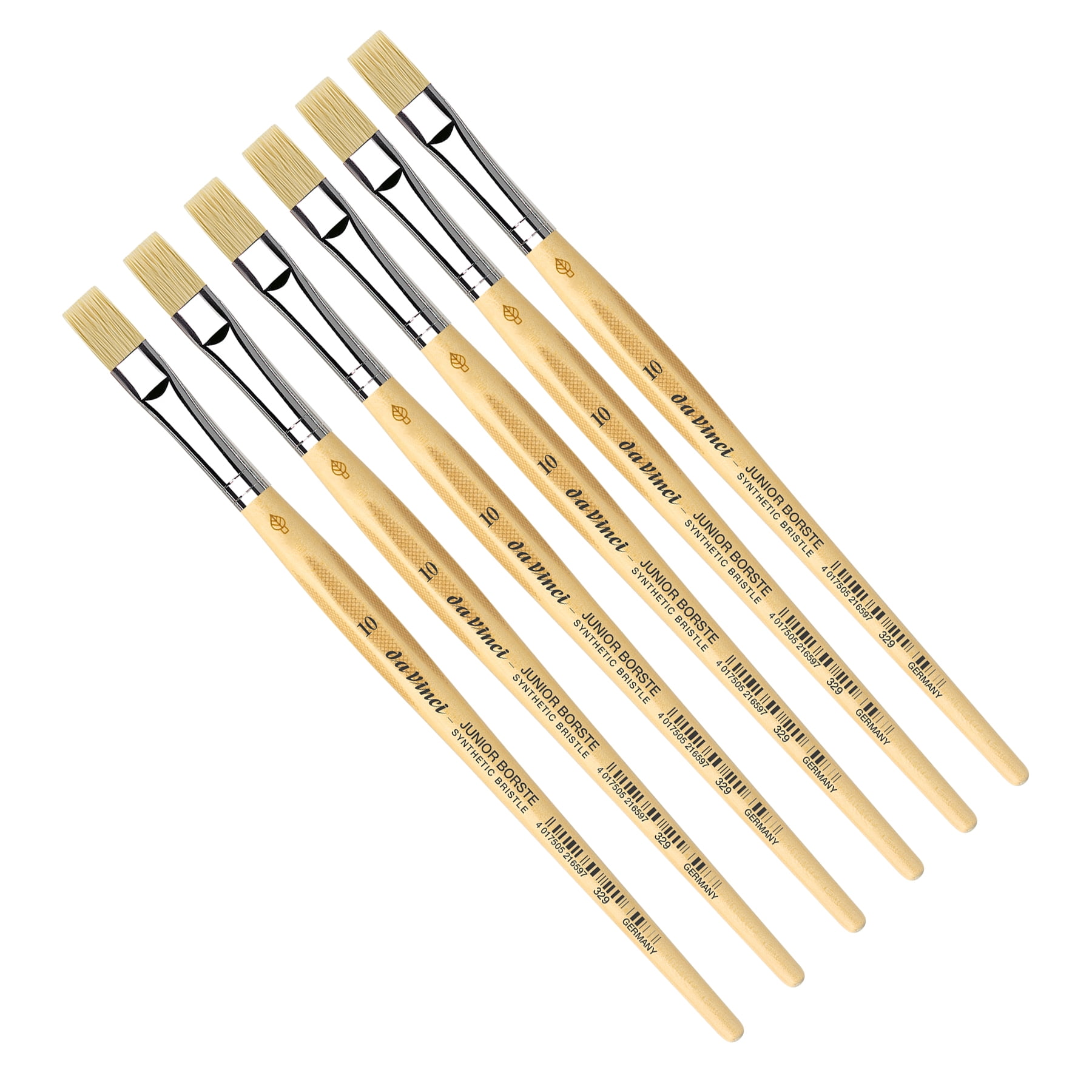 da Vinci JUNIOR BORSTE Synthetic Student Brush, Synthetic, Tempera, Flat, Series 329, Size 10, Pack of 6