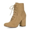 thumbnail image 1 of Unique Bargains Women's Round Toe Chunky High Heel Lace Up Booties, 1 of 5