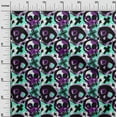 thumbnail image 2 of oneOone Cotton Cambric Aquamarine Green Fabric Skull Sewing Material Print Fabric By The Yard 56 Inch Wide, 2 of 4