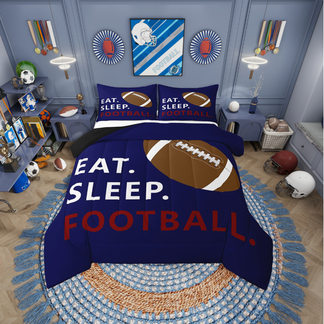 Erosebridal Ensemble de Literie de Football Américain pour Lit Simple, Couette de Jeu de Rugby, Décoratif pour Chambre de Gamer, Réversible, 2 Pcs