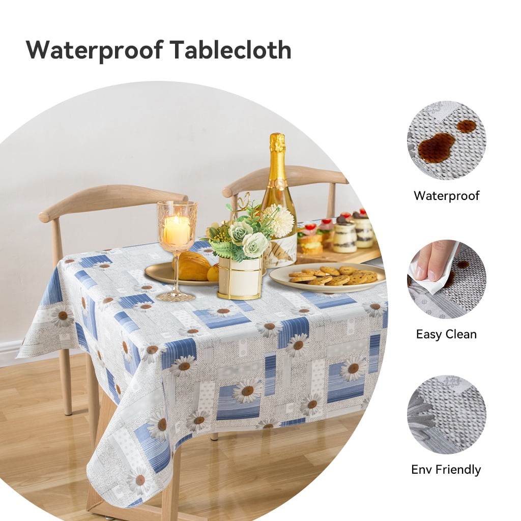 Ray Star Party Tablecloths 60x84 Spring Tablecloth Plastic Vinyl Tablecloth Picnic Outdoor and Camping Waterproof Oilcloth Table Cover