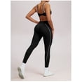 thumbnail image 4 of PISONIC Workout Workout Sets Color Block Twist Back Layered Sports Bra Twist Waist Leggings Gym Yoga Outfits, 4 of 9