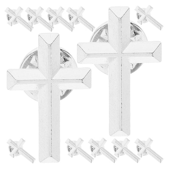 Masteelf 12pcs Sweater Cross Pin Diy Fashion Accessories Jewelry Stickpins Cute Lapel Pin Safety Brooch Jewelry Accessory Prayer Cross Scarf Brooch