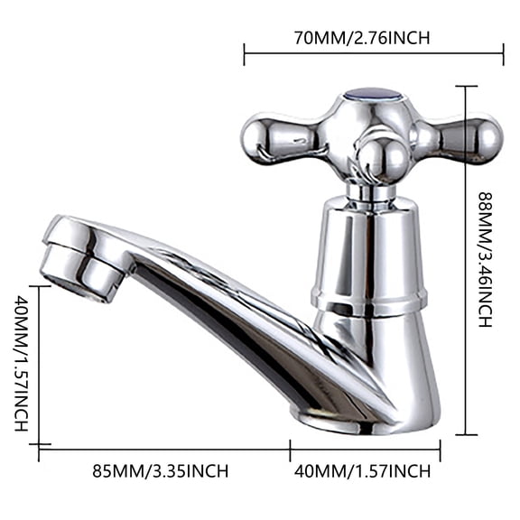 Clearance Under $3.79! 1PC Basin Faucet, Single Cold Countertop Tap with 96 Wheel Design for Washroom, Stainless Steel, for Bathroom & Vanity, (One Size, Silver)