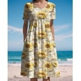 thumbnail image 3 of Vestido Medlor para mujer con estampado floral bohemio de manga corta 2025, 3 of 6