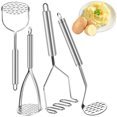 thumbnail image 1 of Paquete de 4 trituradores de patatas de acero inoxidable para bebés, trituradores de ajo, trituradores de cocina, utensilios de cocina para puré de patatas, mermelada, verduras y frutas, apto para lav, 1 of 10