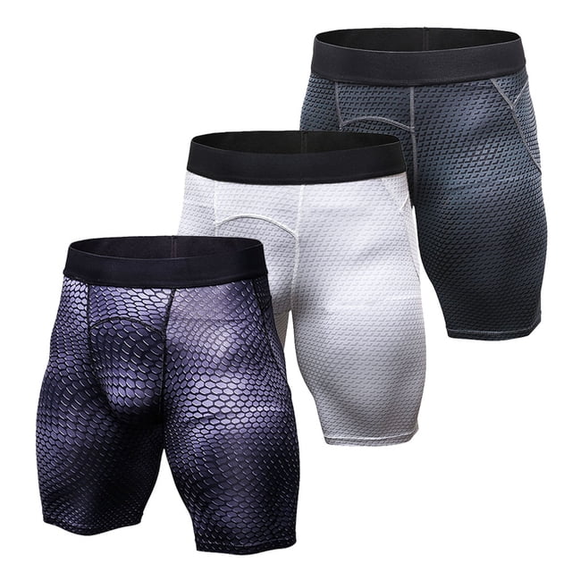 3-Pack Men's Compression Shorts for Fitness, Cycling, Quick-Drying, Gym, Exercise, Running, Sports Bra