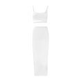 thumbnail image 4 of 2 Piece Outfit Maxi Dress for Women Summer Deep U Neck Sleeveless Tank Crop Tops Long Skirt Set Party Bodycon Dresses White M, 4 of 5